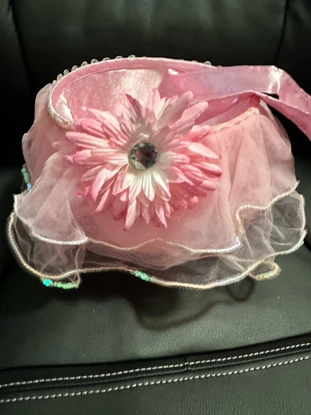 Pink Tulle Flower Basket